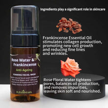 Load image into Gallery viewer, VLEssentials Anti-ageing Foaming Facial Cleanser with Rose Water and Frankincense 100ml bottle