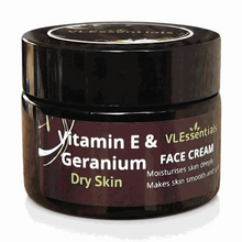 Load image into Gallery viewer, VLEssentials Vitamin E and Geranium Face Cream for dry skin hydration and relief 50g Australian made