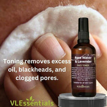 Load image into Gallery viewer, VLEssentials Face Toner Rose Water & Lavender 100ml bottle for balanced skin hydration and pore tightening