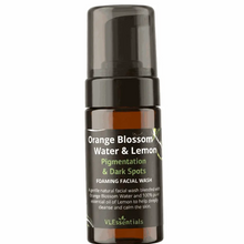 Load image into Gallery viewer, VLEssentials foaming face cleanser with orange blossom and lemon for pigmentation and dark spots treatment 100ml bottle

