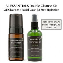 Load image into Gallery viewer, VLESSENTIALS Double Cleanse Kit | Oil Cleanser + Facial Wash | 2-Step Hydration
