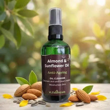 Load image into Gallery viewer, VLEssentials Anti-Ageing Facial Cleansing Oil with Almond and Sunflower Oil 100ml bottle

