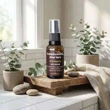 Load image into Gallery viewer, VLEssentials Frankincense &amp; Aloe Vera Anti-Ageing Face Serum 30ml bottle for firming and hydrating skin
