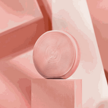 Load image into Gallery viewer, Zobelle Facial Cleansing Brush with EMS and LED light therapy in pink on a geometric pink background
