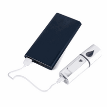 Load image into Gallery viewer, Portable Nano Mist Sprayer connected to a power bank with USB charging cable for skin hydration and refreshment

