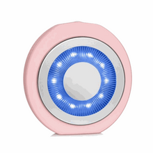 Load image into Gallery viewer, Zobelle Facial Cleansing Brush with EMS and LED light therapy, pink round compact design with blue LED light ring
